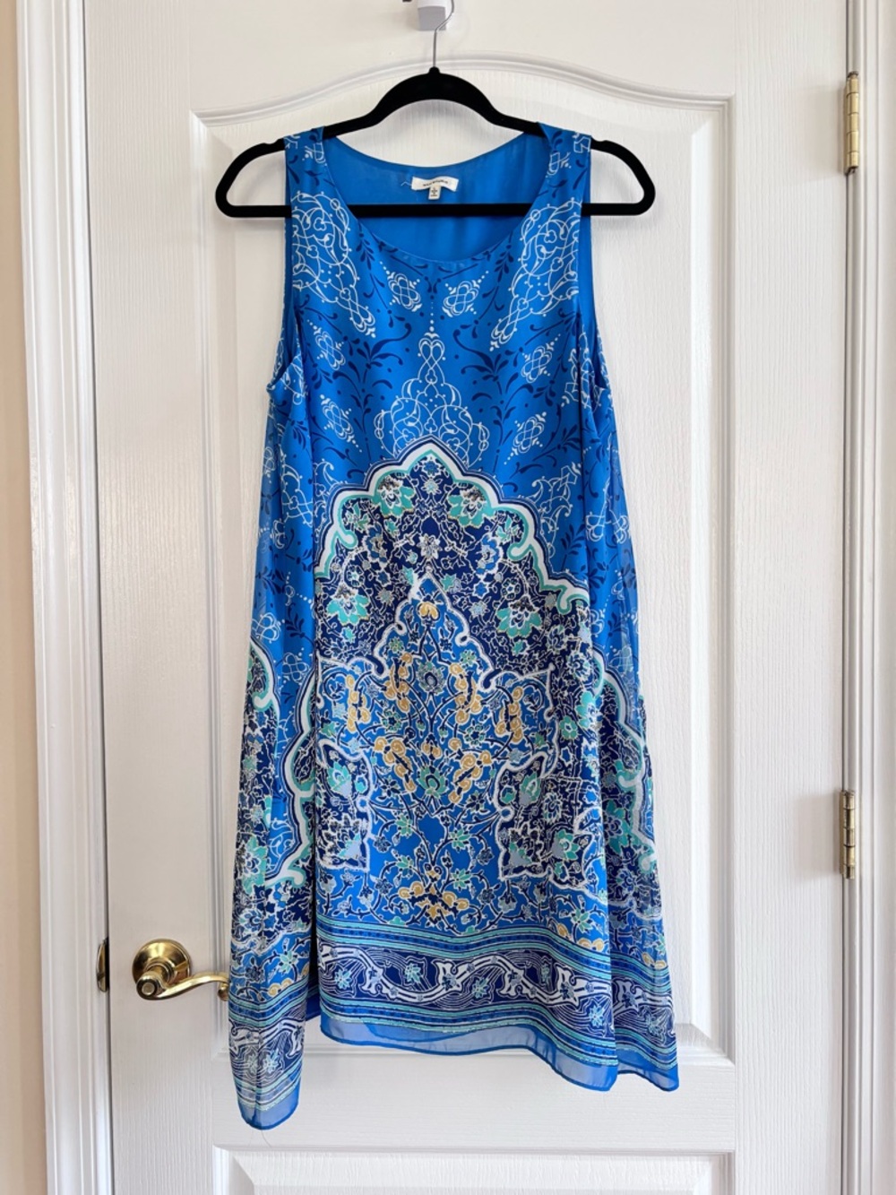 Max Studio Blue Sleeveless Printed Shift Dress